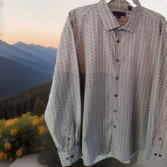 Kolte Men's Shirt Size XXL 18.5 Long Sleeve Button Geometric Cotton - Picture 5 of 8